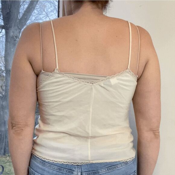 Vintage 80s Lady Lynne Slip Top Spaghetti Strap Lace Lingerie Silky Tank Cami - Picture 8 of 8